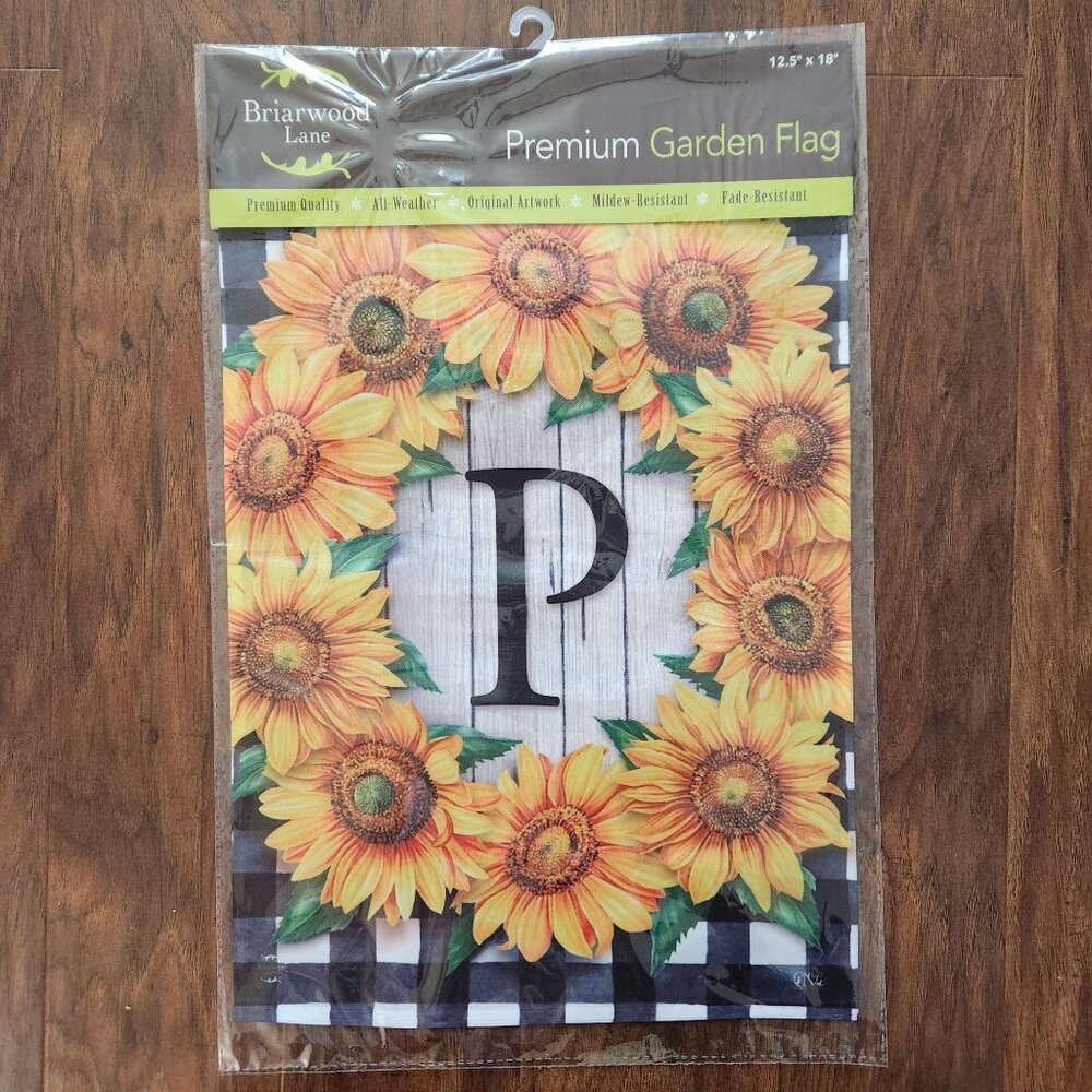 Briarwood Lane Sunflowers Monogram Letter P Garden Flag 18" x 12.5"